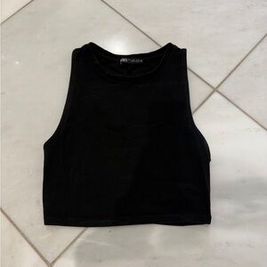 Zara Black Sleeveless Crop Top